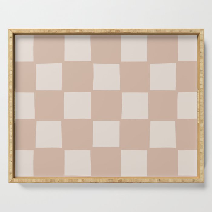 Playful Check In Sandy Beige Serving Tray