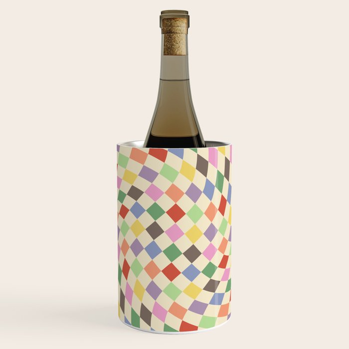 Colorful Checkered Swirl Pattern Wine Chiller