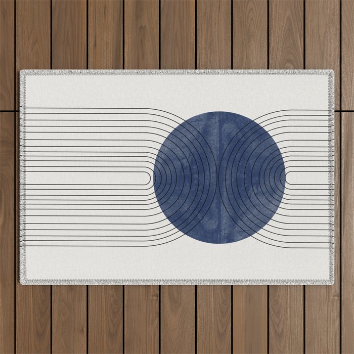 Mid Century Modern Blue Perfect Balance Outdoor Rug