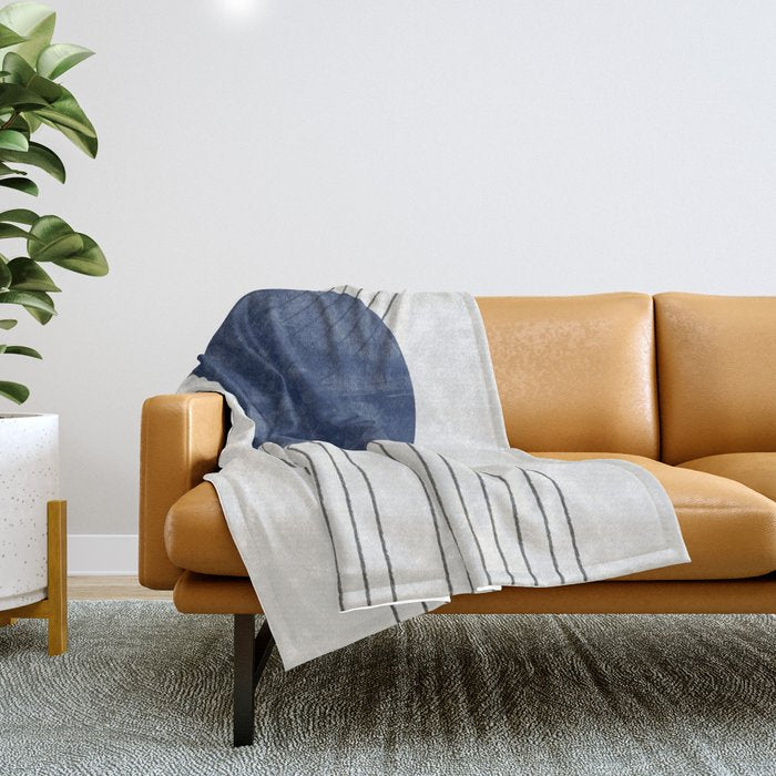 Mid Century Modern Blue Perfect Balance Throw Blanket