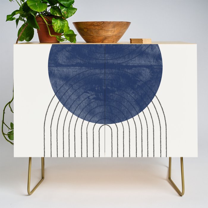 Mid Century Modern Blue Perfect Balance Credenza