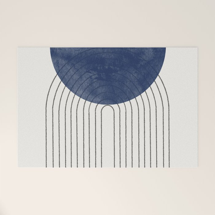 Mid Century Modern Blue Perfect Balance Welcome Mat
