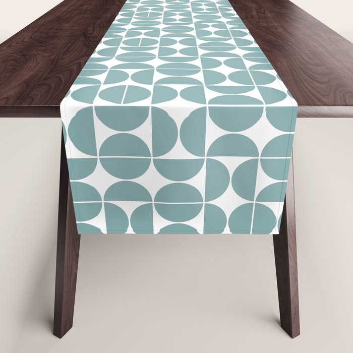 Mid Century Modern Geometric 04 Glass Blue Table Runner