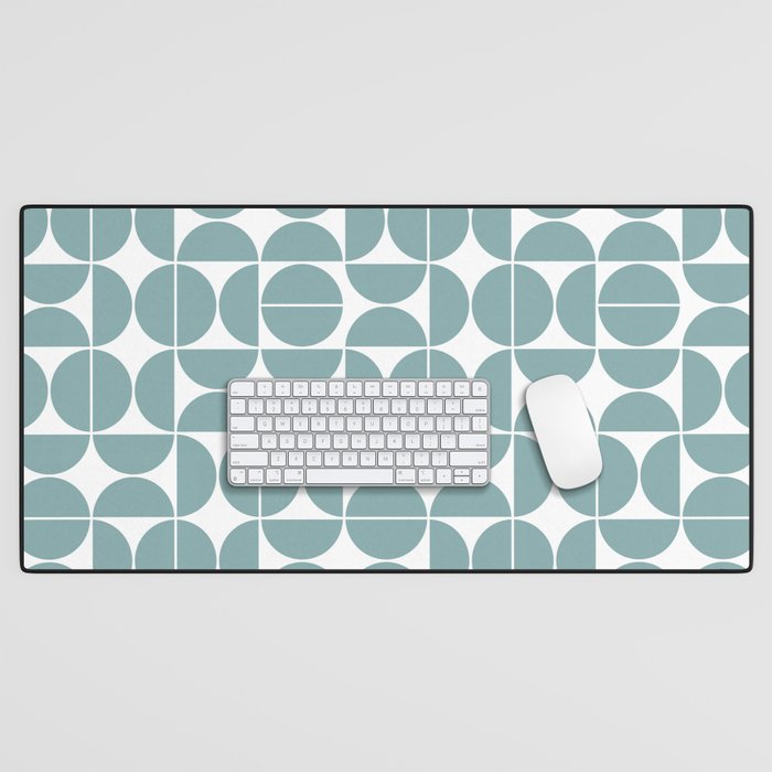 Mid Century Modern Geometric 04 Glass Blue Desk Mat