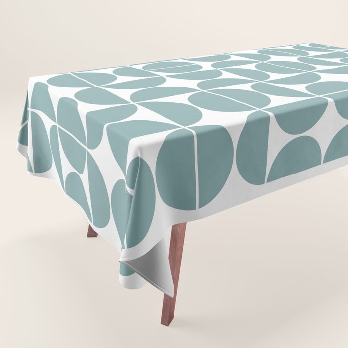 Mid Century Modern Geometric 04 Glass Blue Tablecloth