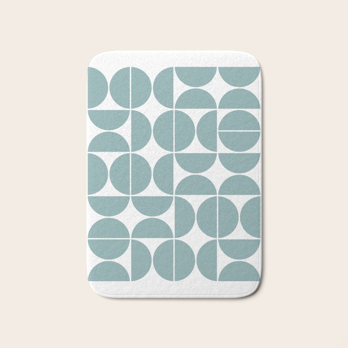 Mid Century Modern Geometric 04 Glass Blue Bath Mat