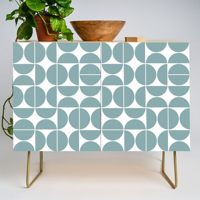 Mid Century Modern Geometric 04 Glass Blue Credenza