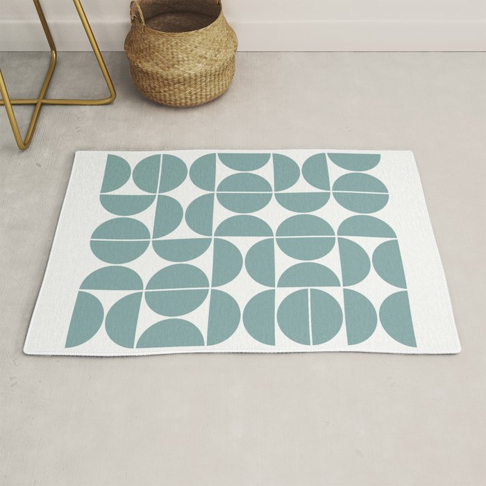 Mid Century Modern Geometric 04 Glass Blue Rug