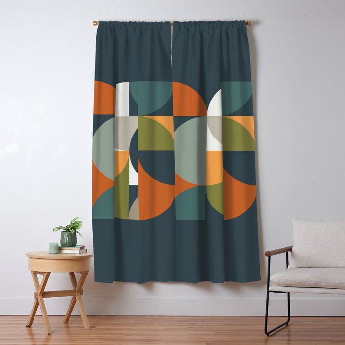 Mid Century Geometric 12/2 Window Curtain