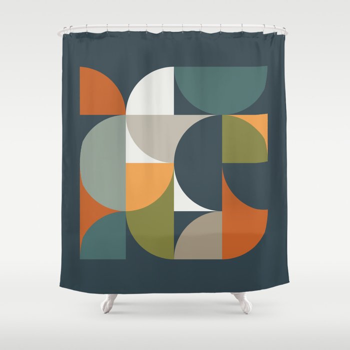 Mid Century Geometric 12/2 Shower Curtain