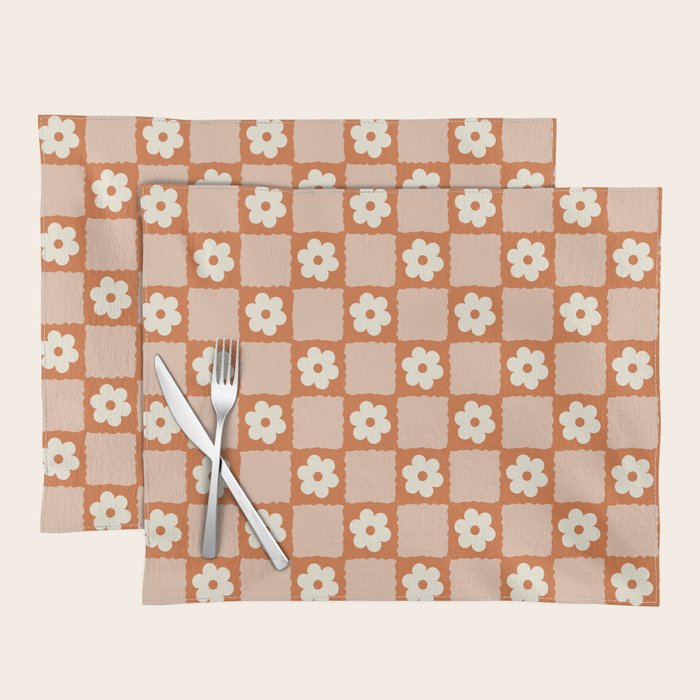Flower Checker In Burnt Orange  Placemat