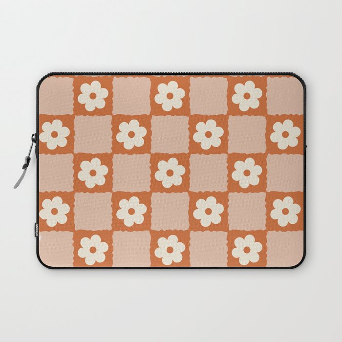 Flower Checker In Burnt Orange  Laptop Sleeve