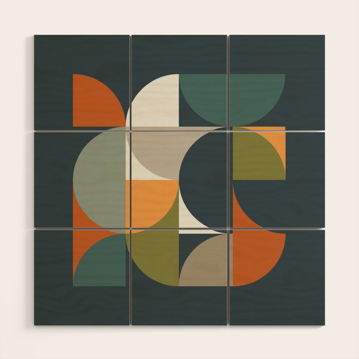 Mid Century Geometric 12/2 Wood Wall Art