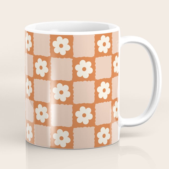 Flower Checker In Burnt Orange  Coffee Mug