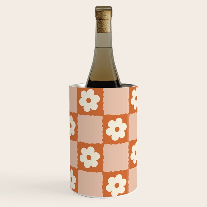 Flower Checker In Burnt Orange  Wine Chiller