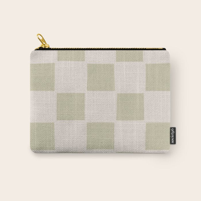 Playful Check In Olive Green Carry All Pouch