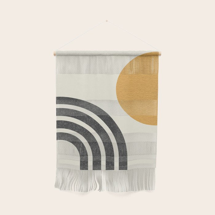 Mid Century Modern Sun And Rainbow Wall Hanging