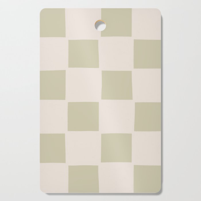 Playful Check In Olive Green Cutting Board