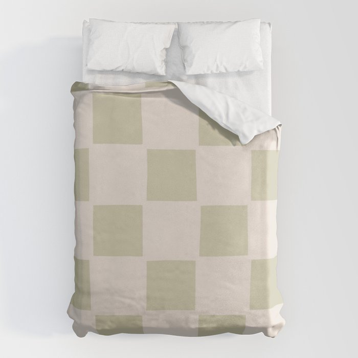 Playful Check In Olive Green Duvet Cover