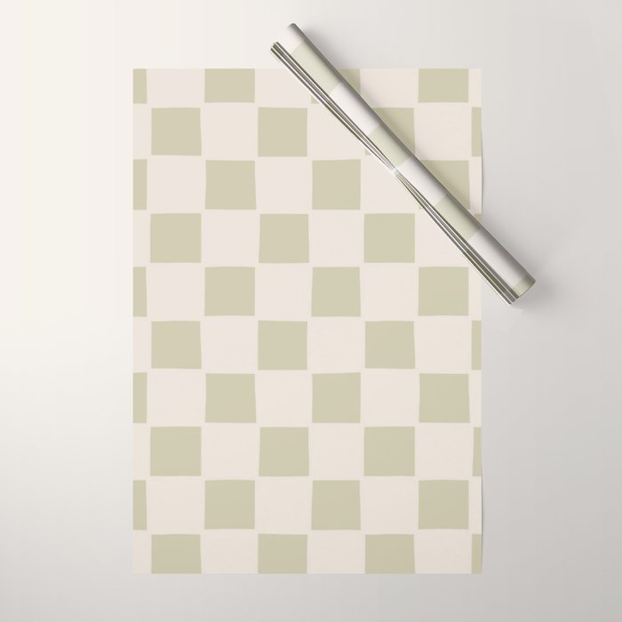 Playful Check In Olive Green Wrapping Paper