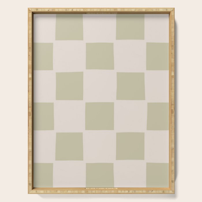 Playful Check In Olive Green Serving Tray