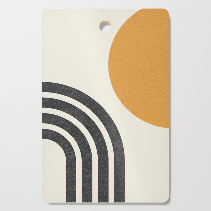 Mid Century Modern Sun And Rainbow Cutting Board