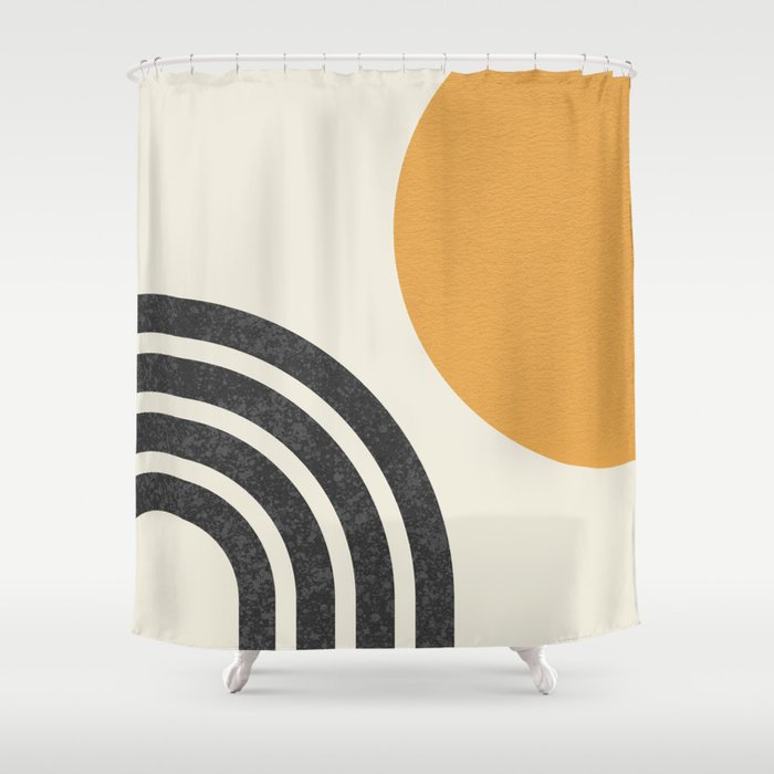 Mid Century Modern Sun And Rainbow Shower Curtain