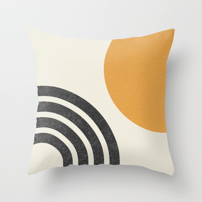 Mid Century Modern Sun And Rainbow Throw Pillow