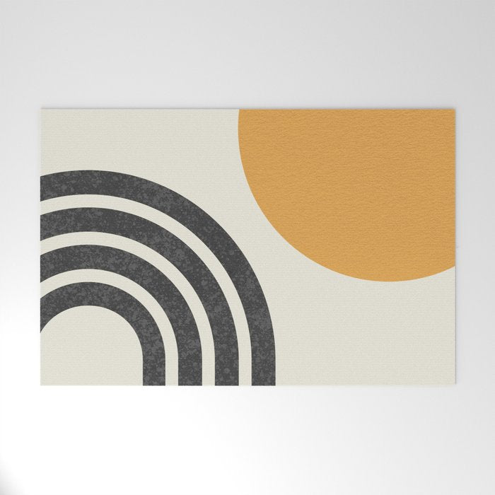 Mid Century Modern Sun And Rainbow Welcome Mat