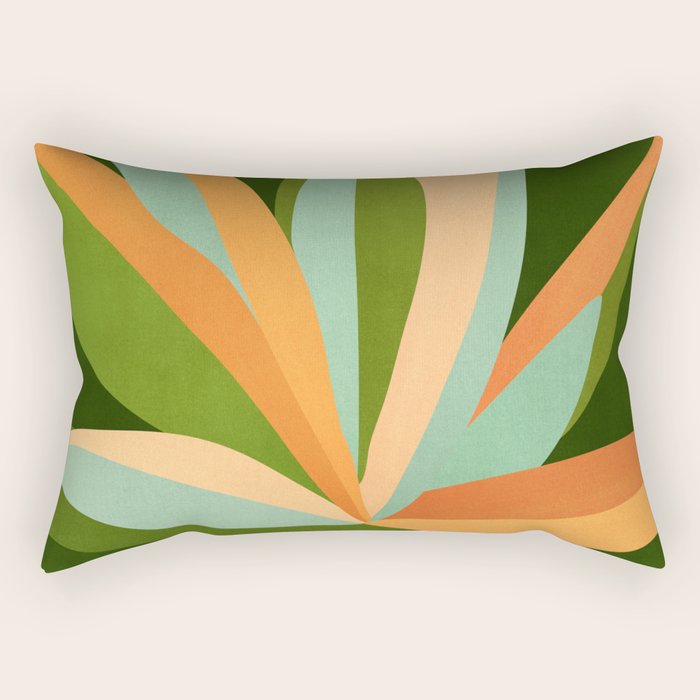 Colorful Agave Painted Cactus Illustration Rectangular Pillow