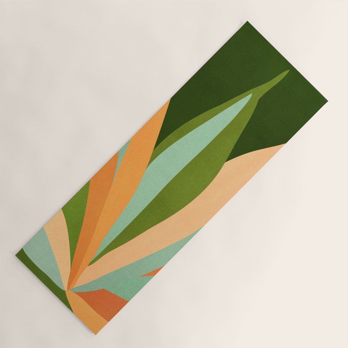 Colorful Agave Painted Cactus Illustration Yoga Mat