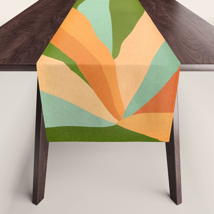 Colorful Agave Painted Cactus Illustration Table Runner