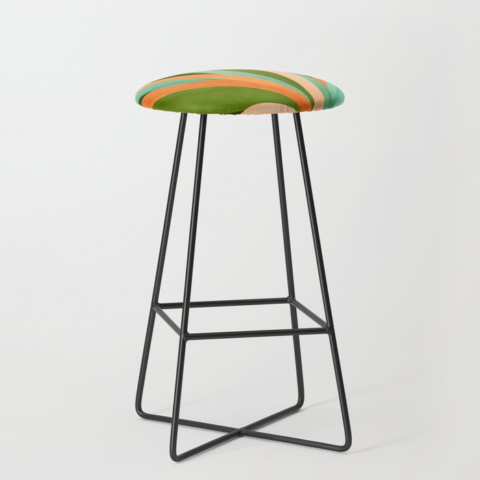 Colorful Agave Painted Cactus Illustration Stool
