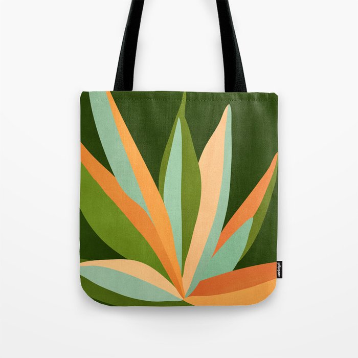 Colorful Agave Painted Cactus Illustration Tote Bag