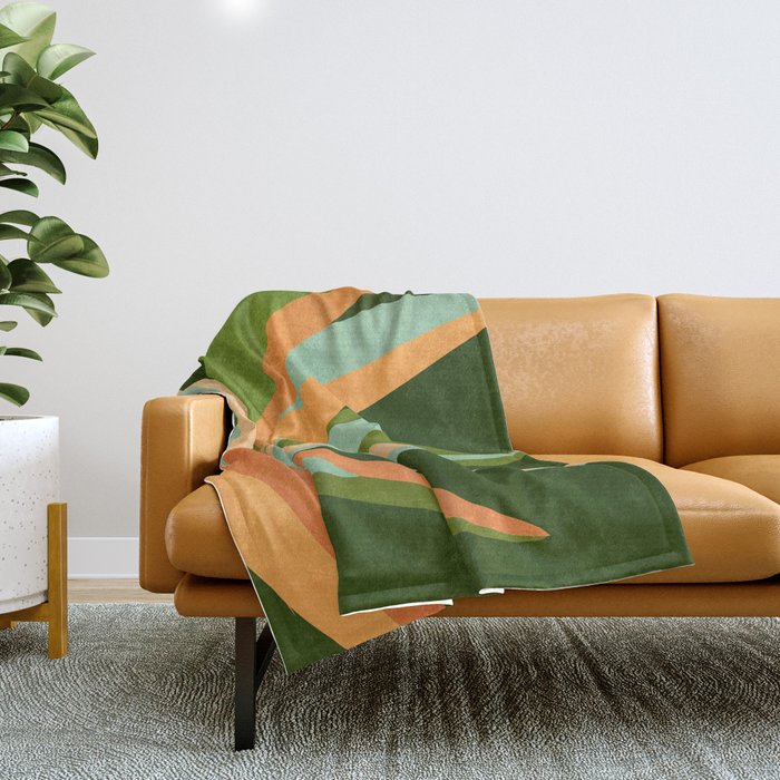 Colorful Agave Painted Cactus Illustration Throw Blanket