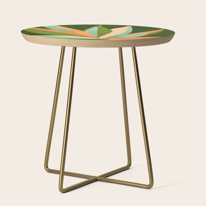 Colorful Agave Painted Cactus Illustration Side Table
