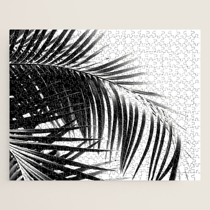 Palm Leaves Black & White Vibes #3 #Tropical #Decor #Art #Homestorie Jigsaw Puzzle