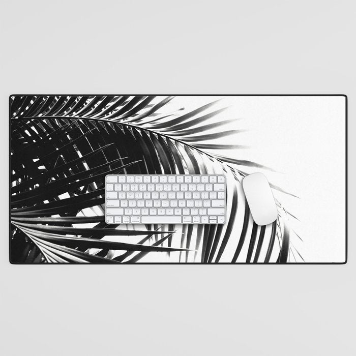 Palm Leaves Black & White Vibes #3 #Tropical #Decor #Art #Homestorie Desk Mat