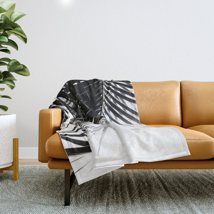 Palm Leaves Black & White Vibes #3 #Tropical #Decor #Art #Homestorie Throw Blanket