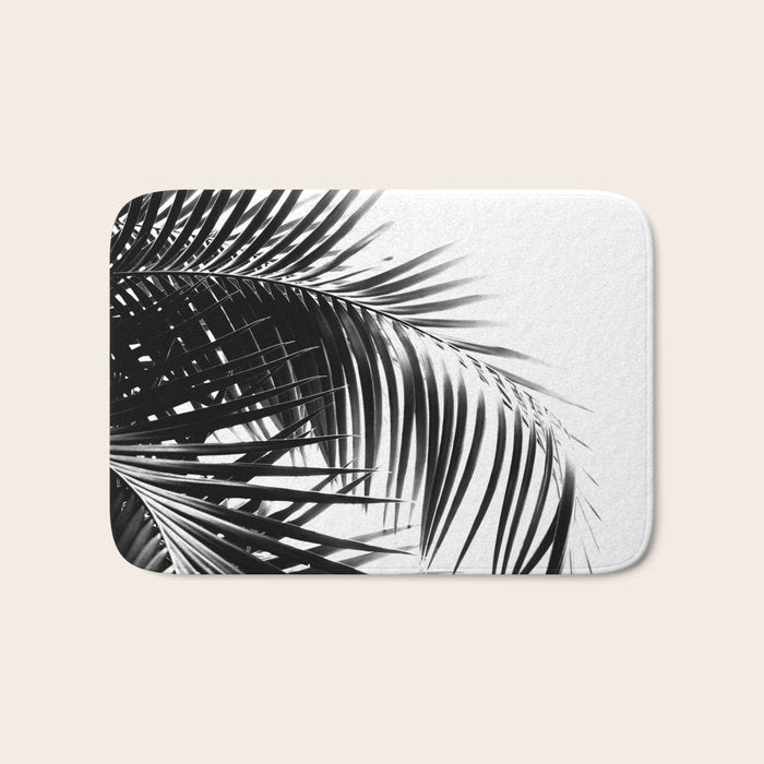 Palm Leaves Black & White Vibes #3 #Tropical #Decor #Art #Homestorie Bath Mat