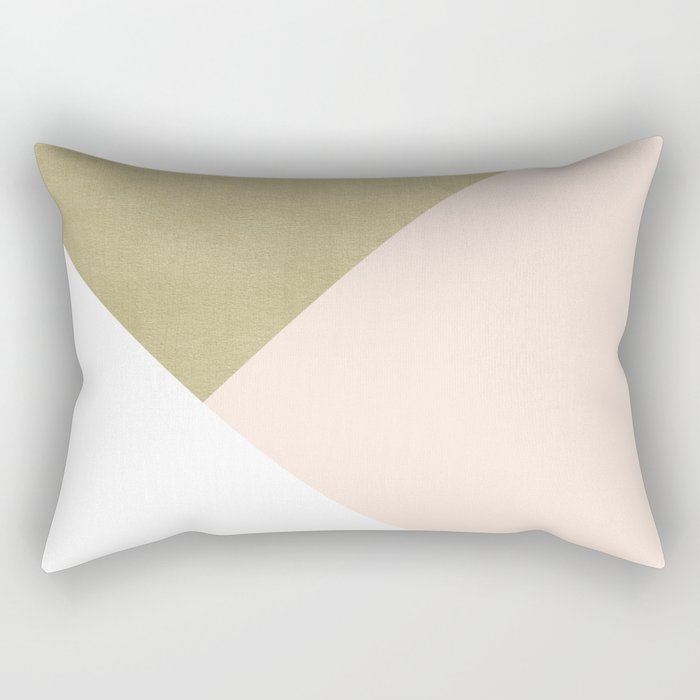 Gold Meets Blush & White Geometric #1 (Faux Foil) #Decor #Art #Homestorie Rectangular Pillow