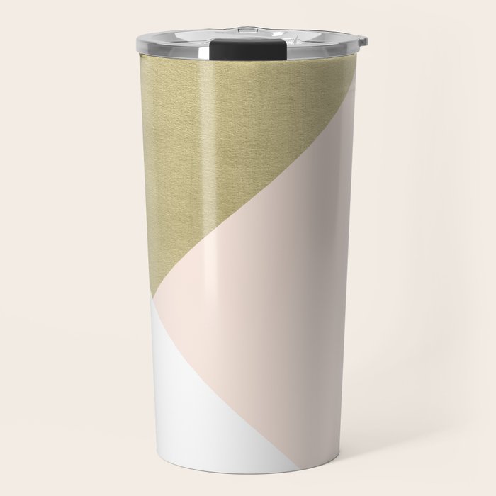 Gold Meets Blush & White Geometric #1 (Faux Foil) #Decor #Art #Homestorie Travel Mug