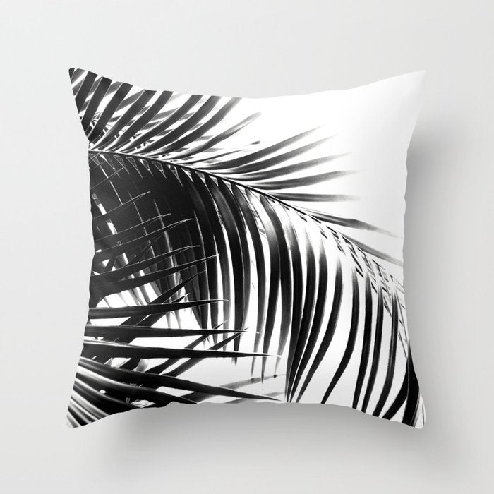 Palm Leaves Black & White Vibes #3 #Tropical #Decor #Art #Homestorie Throw Pillow