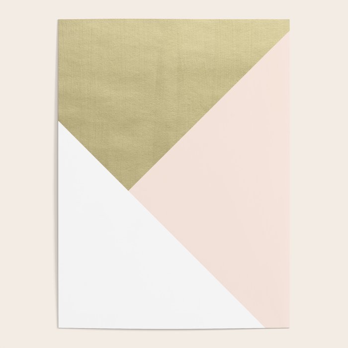 Gold Meets Blush & White Geometric #1 (Faux Foil) #Decor #Art #Homestorie Poster