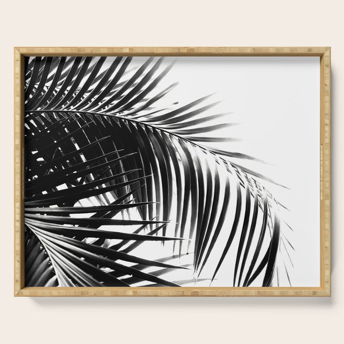 Palm Leaves Black & White Vibes #3 #Tropical #Decor #Art #Homestorie Serving Tray