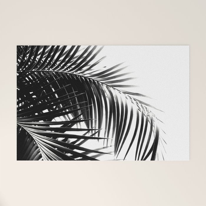 Palm Leaves Black & White Vibes #3 #Tropical #Decor #Art #Homestorie Welcome Mat