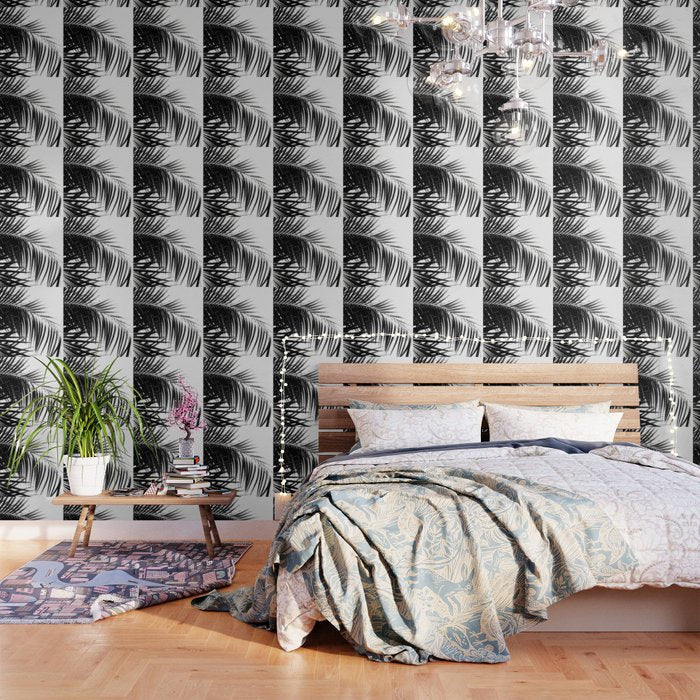 Palm Leaves Black & White Vibes #3 #Tropical #Decor #Art #Homestorie Wallpaper