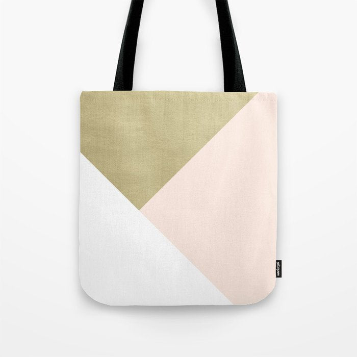 Gold Meets Blush & White Geometric #1 (Faux Foil) #Decor #Art #Homestorie Tote Bag
