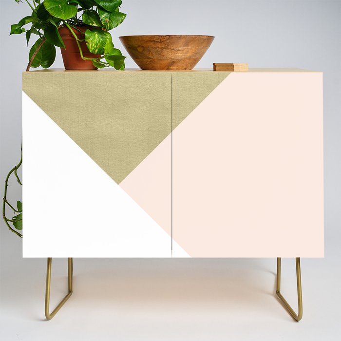 Gold Meets Blush & White Geometric #1 (Faux Foil) #Decor #Art #Homestorie Credenza