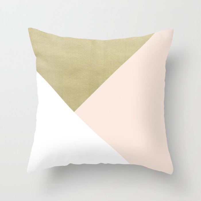 Gold Meets Blush & White Geometric #1 (Faux Foil) #Decor #Art #Homestorie Throw Pillow